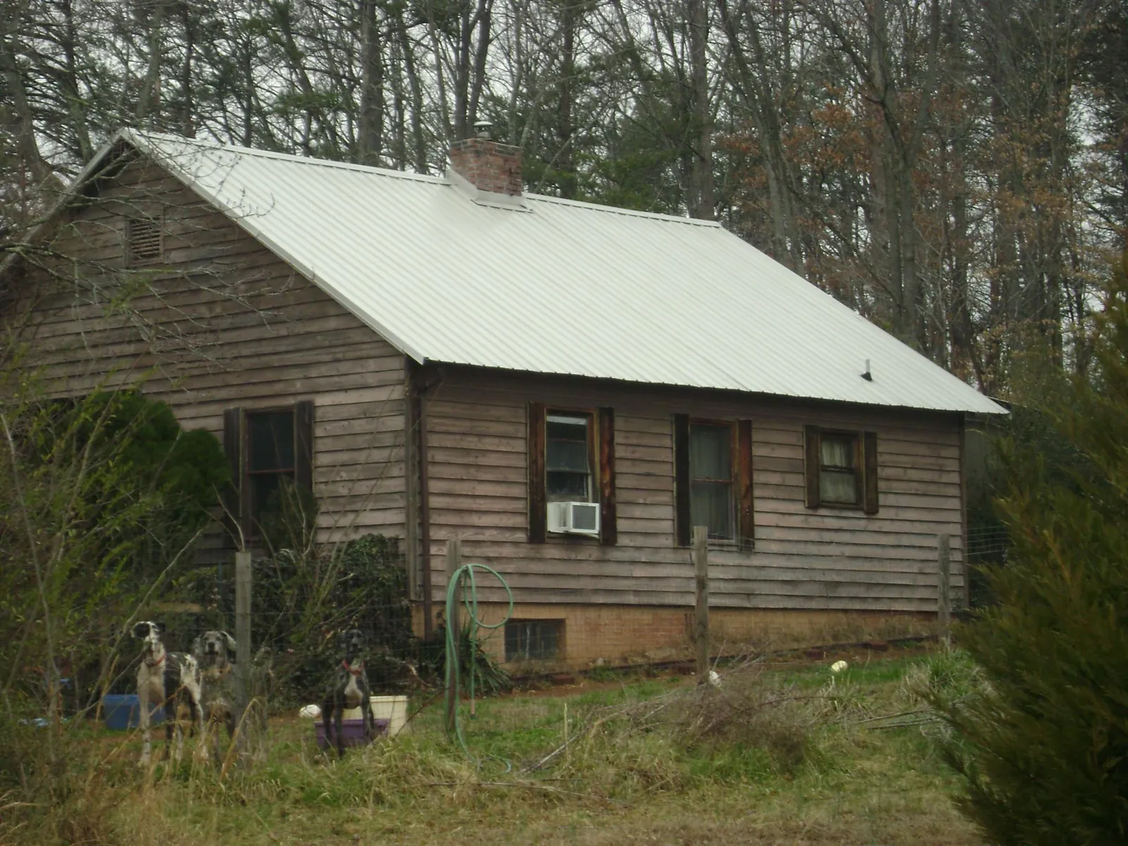 White metal roof on an old wood sided farmhouse, from a Asphalt Shingle Roof Repair job in Hercules
